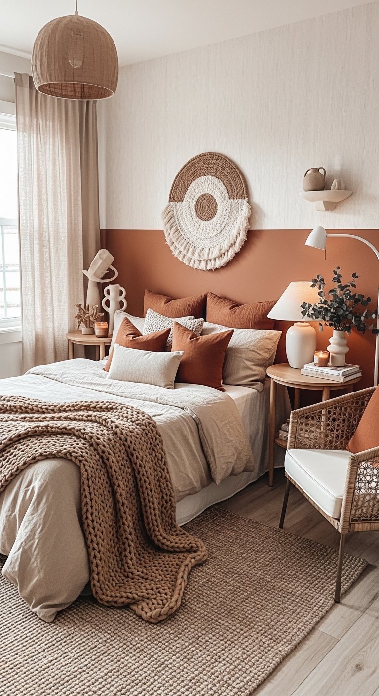 Mur bicolore terracotta blanc