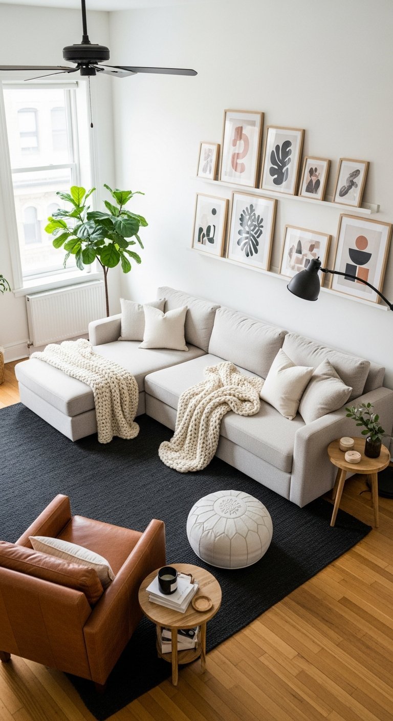 mur galerie cadres salon