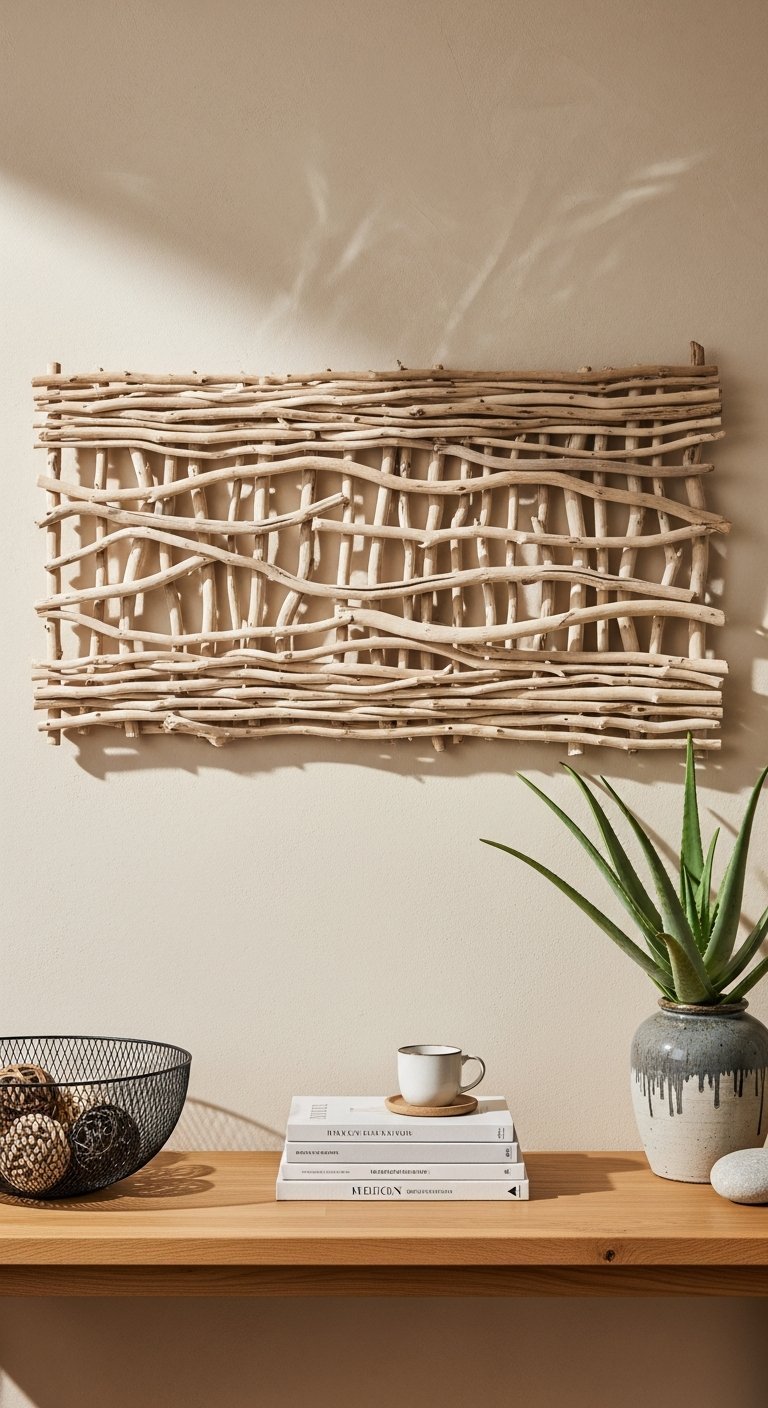 panneau mural tissage bois