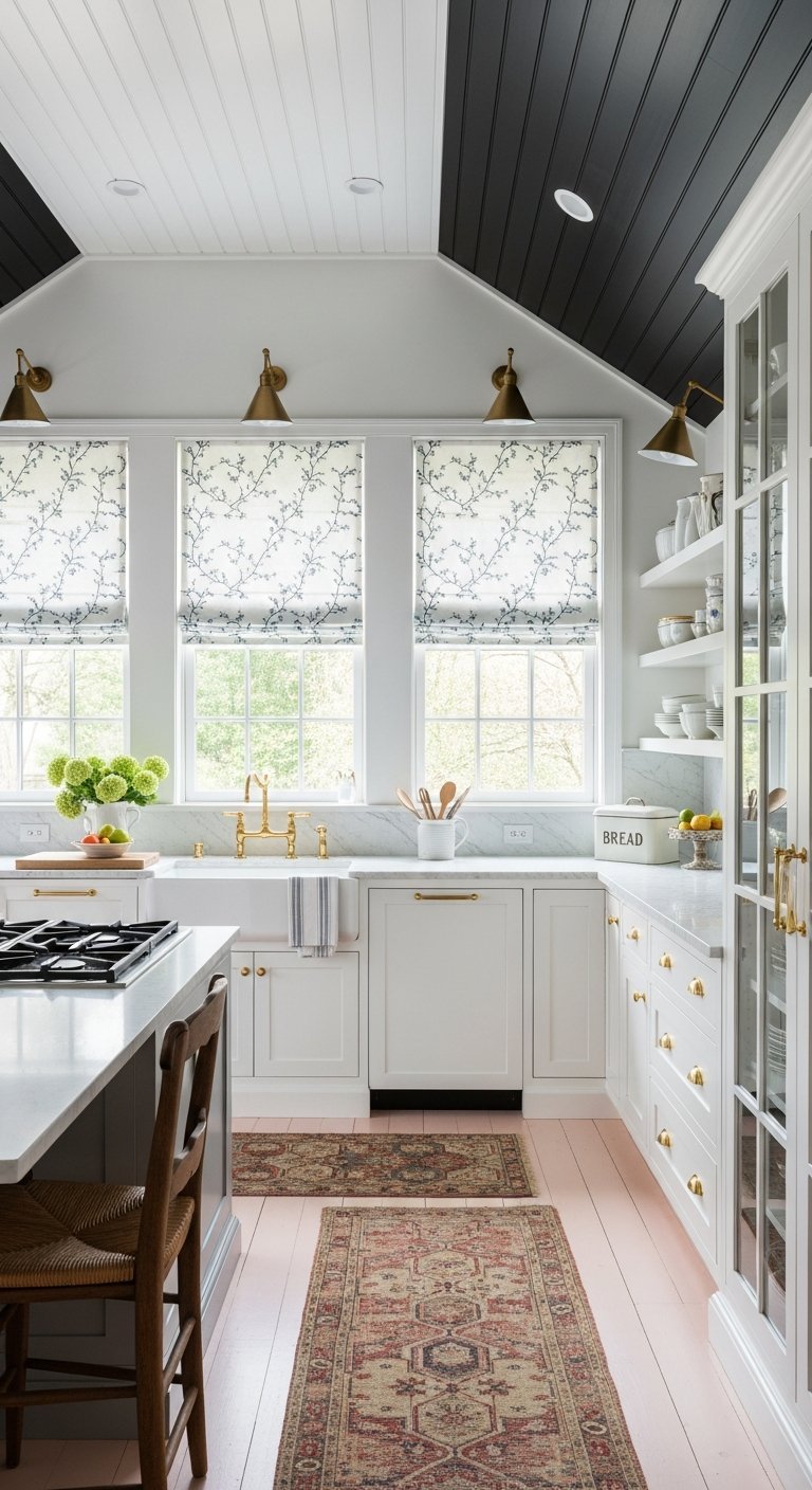 cuisine plafond noir stores fleuris