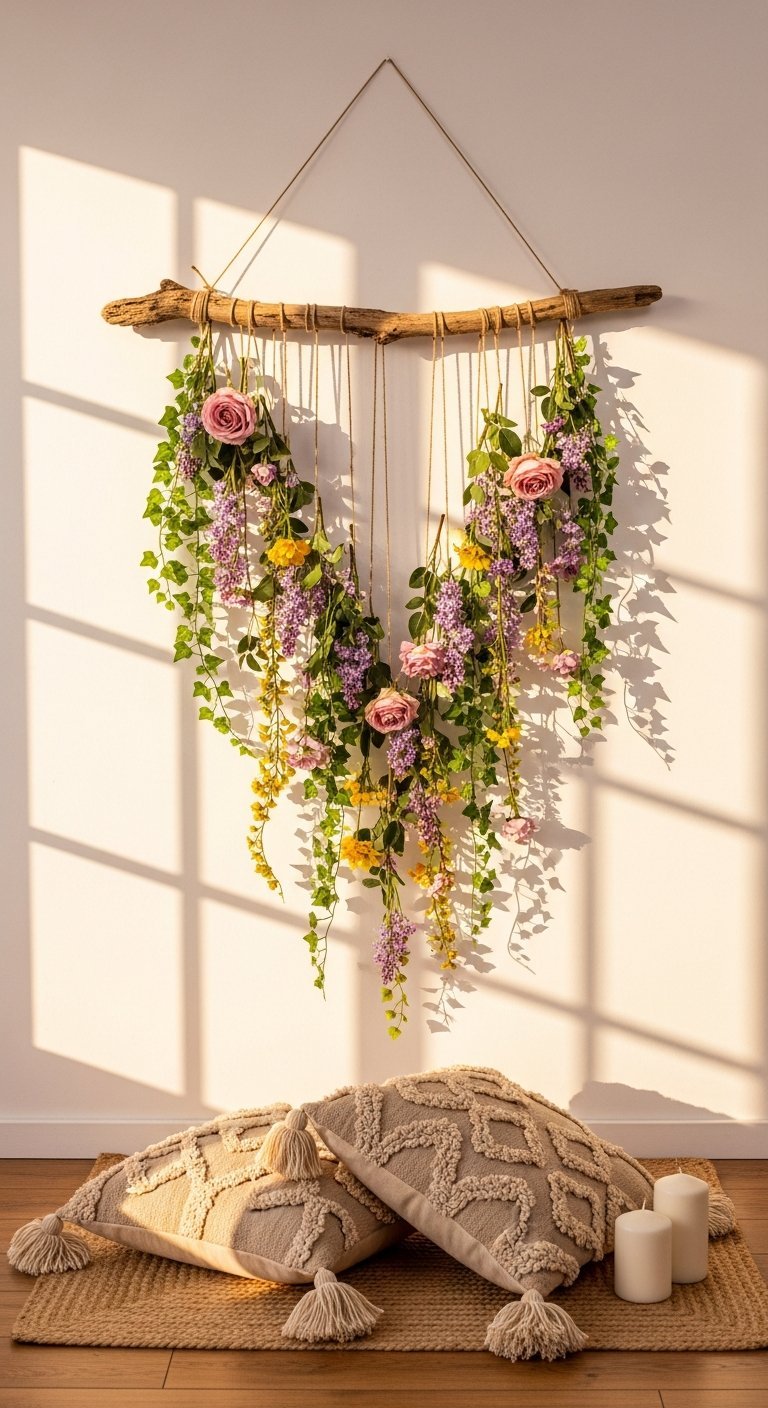 decoration boheme fleurs bois