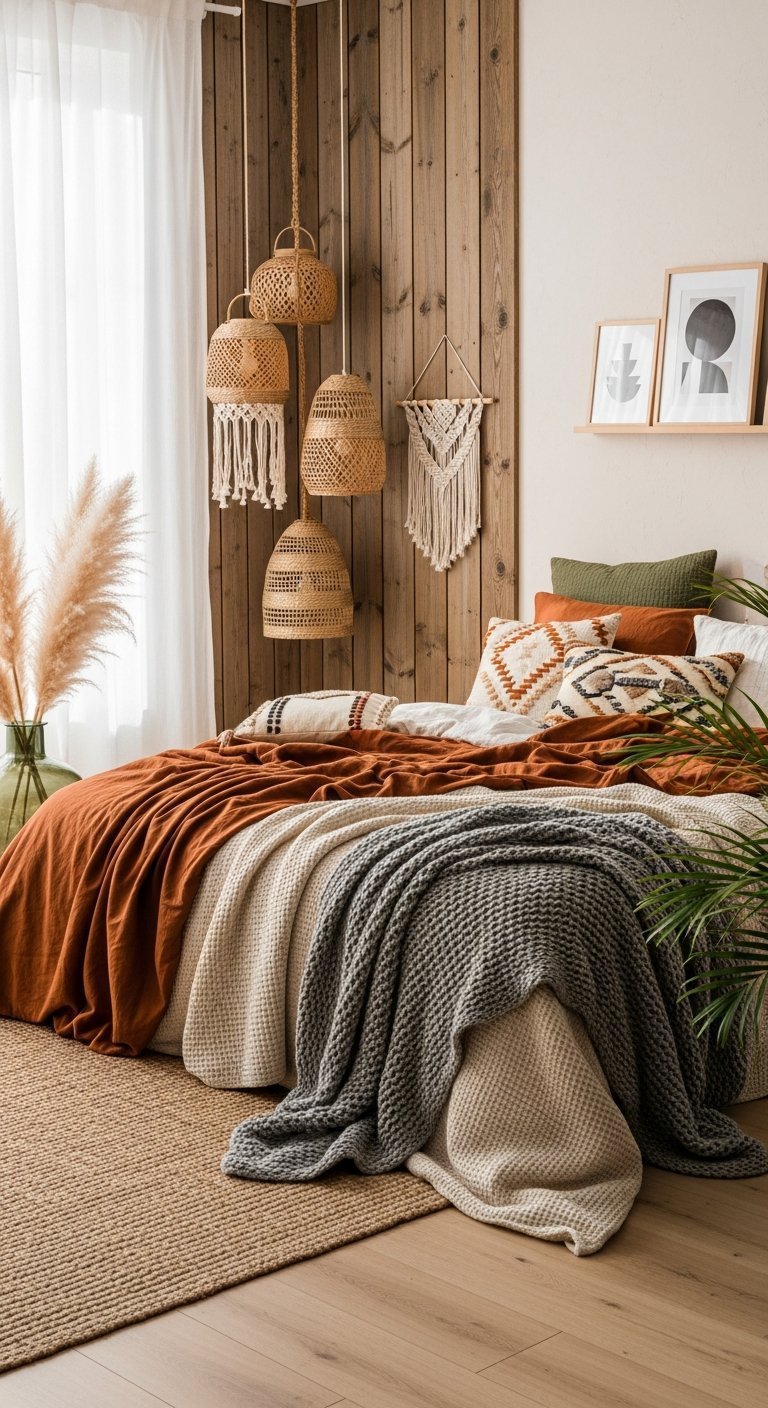 grappe suspensions rotin chambre