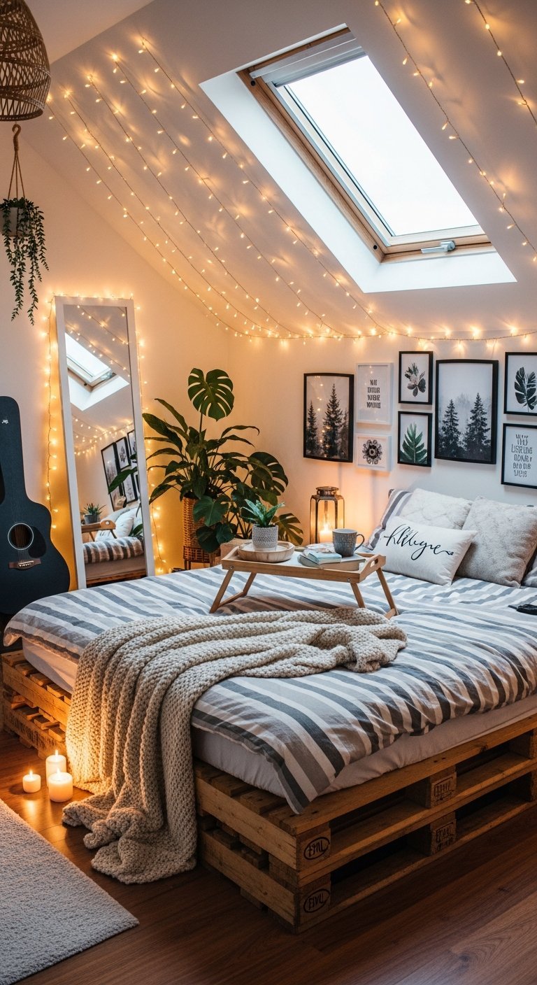 lit palette guirlande lumineuse