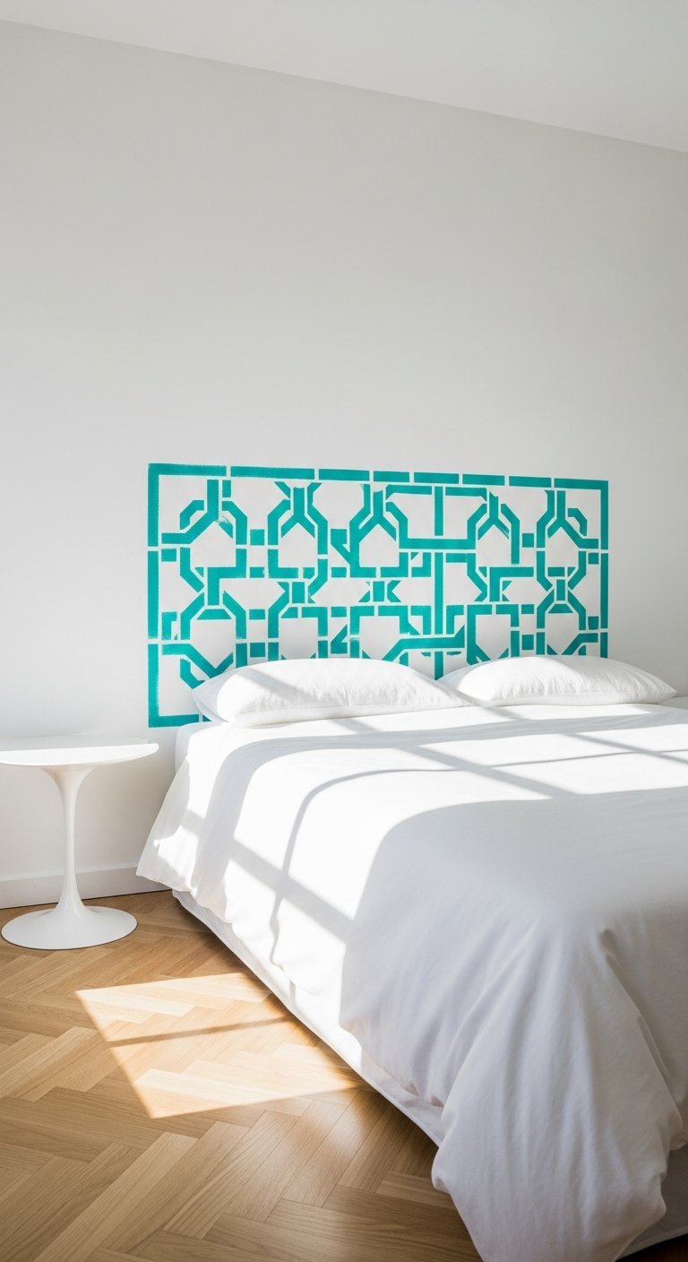motif geometrique turquoise mur