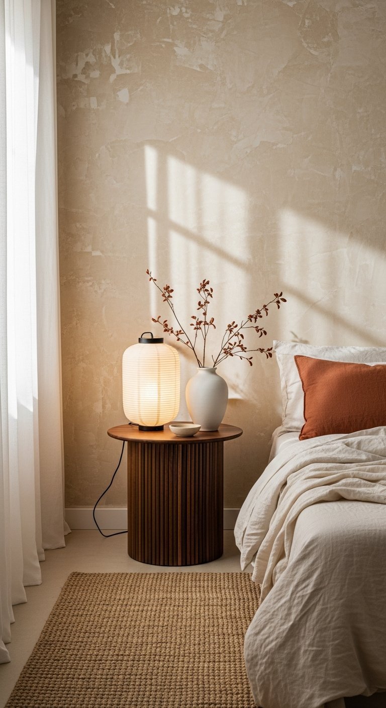 Mur texture chaux lampe design