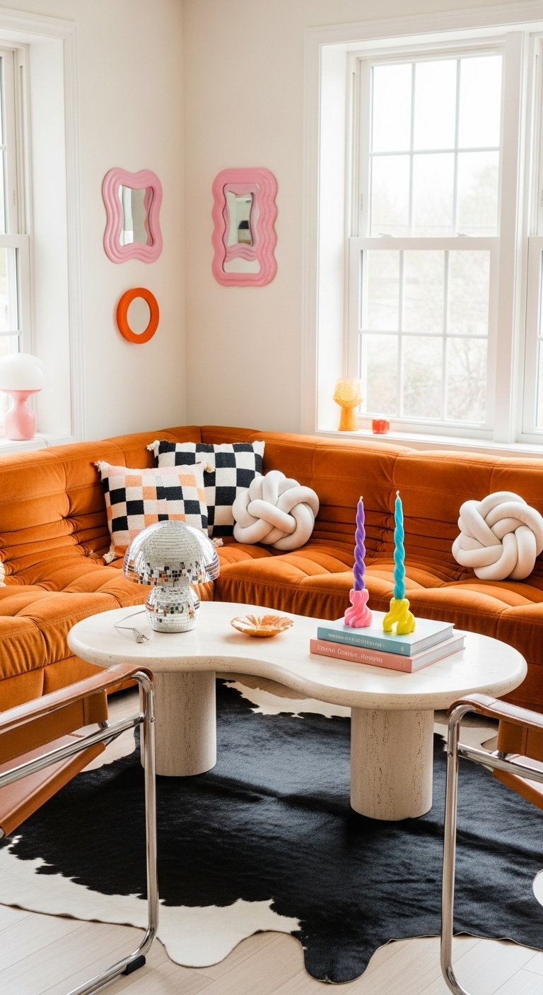 canape orange retro s