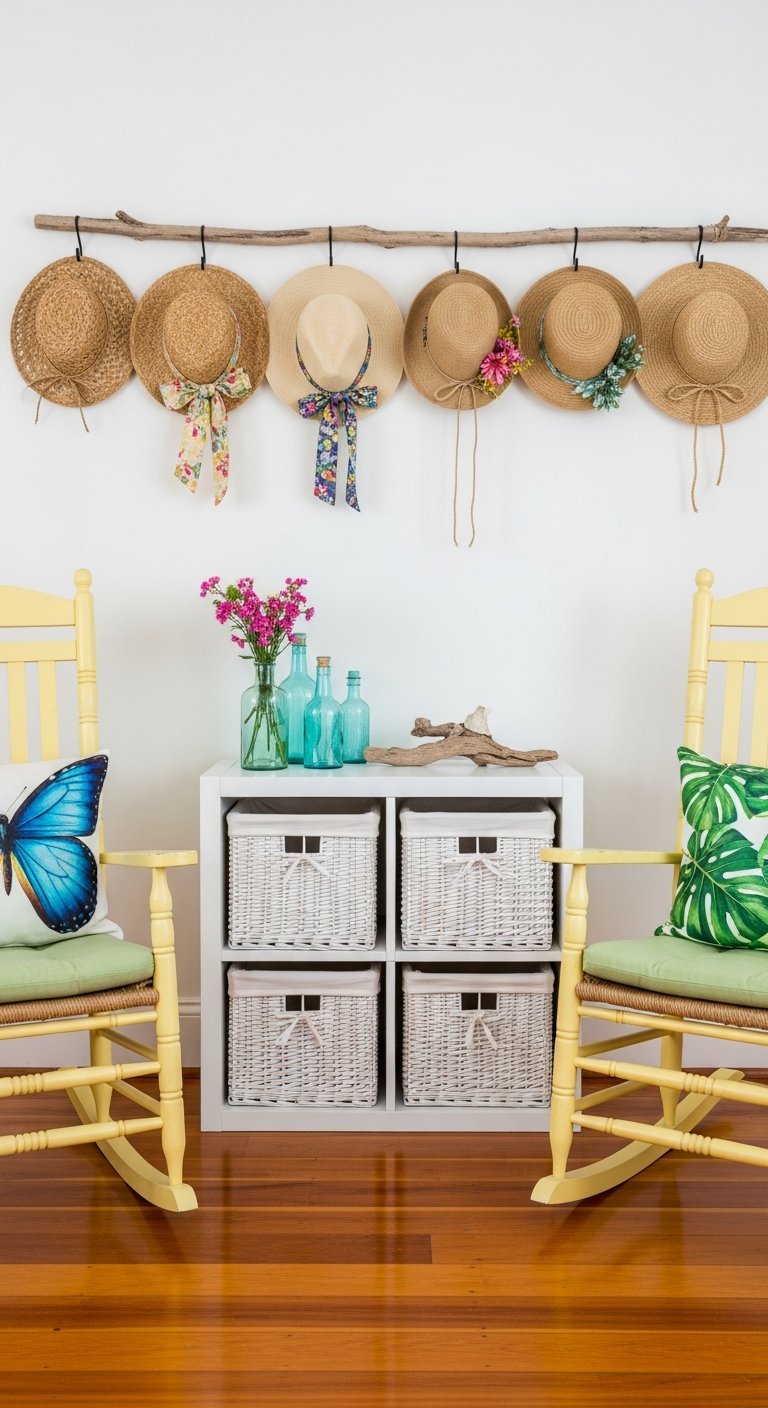 porte chapeaux mural bois naturel