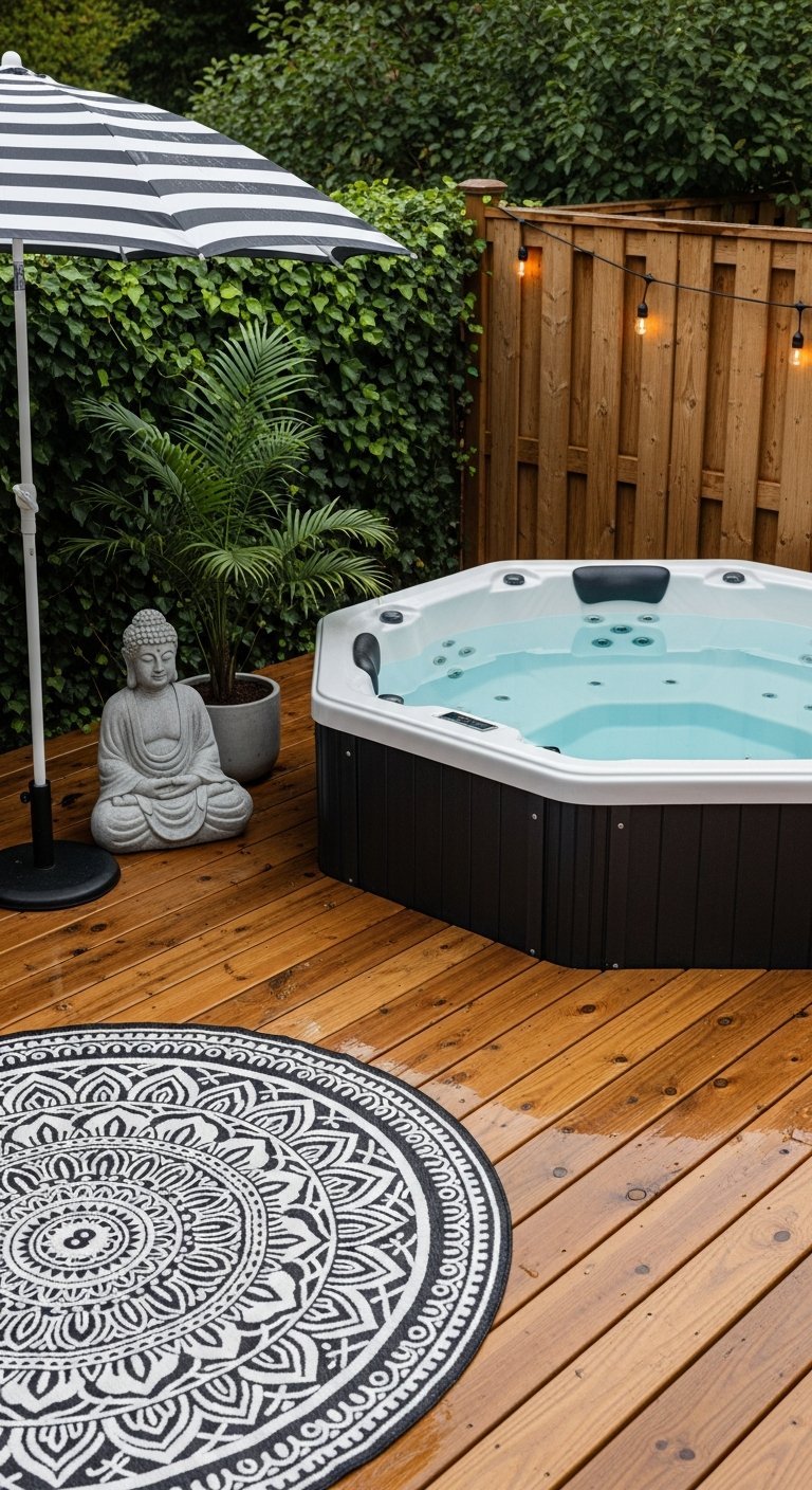 jacuzzi exterieur terrasse zen boudha