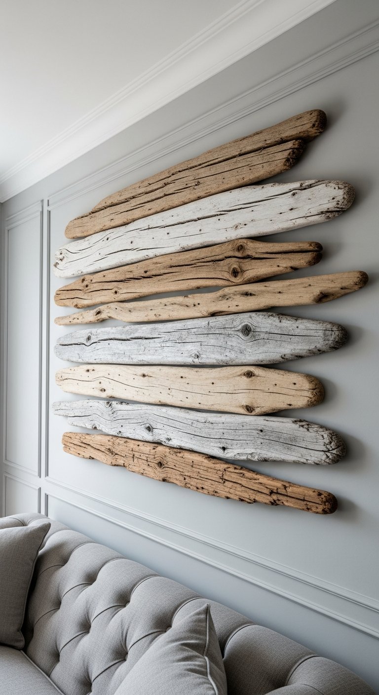 tableau abstrait bois flotte mer