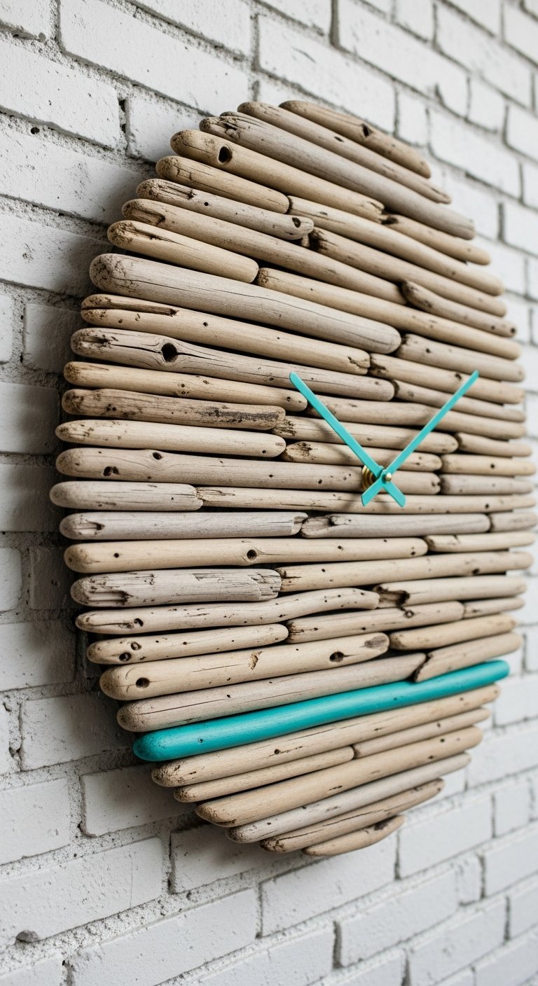 horloge murale batonnets bois