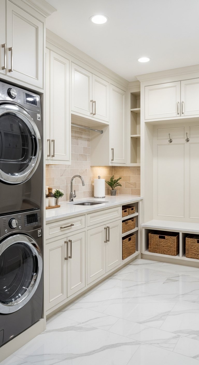 buanderie blanche marbre moderne