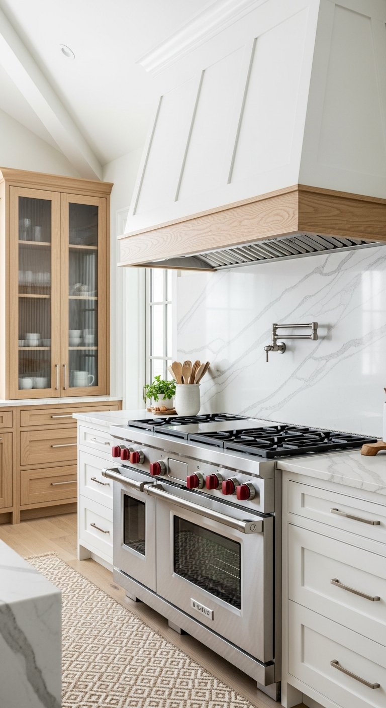 hotte custom bois carrelage marbre