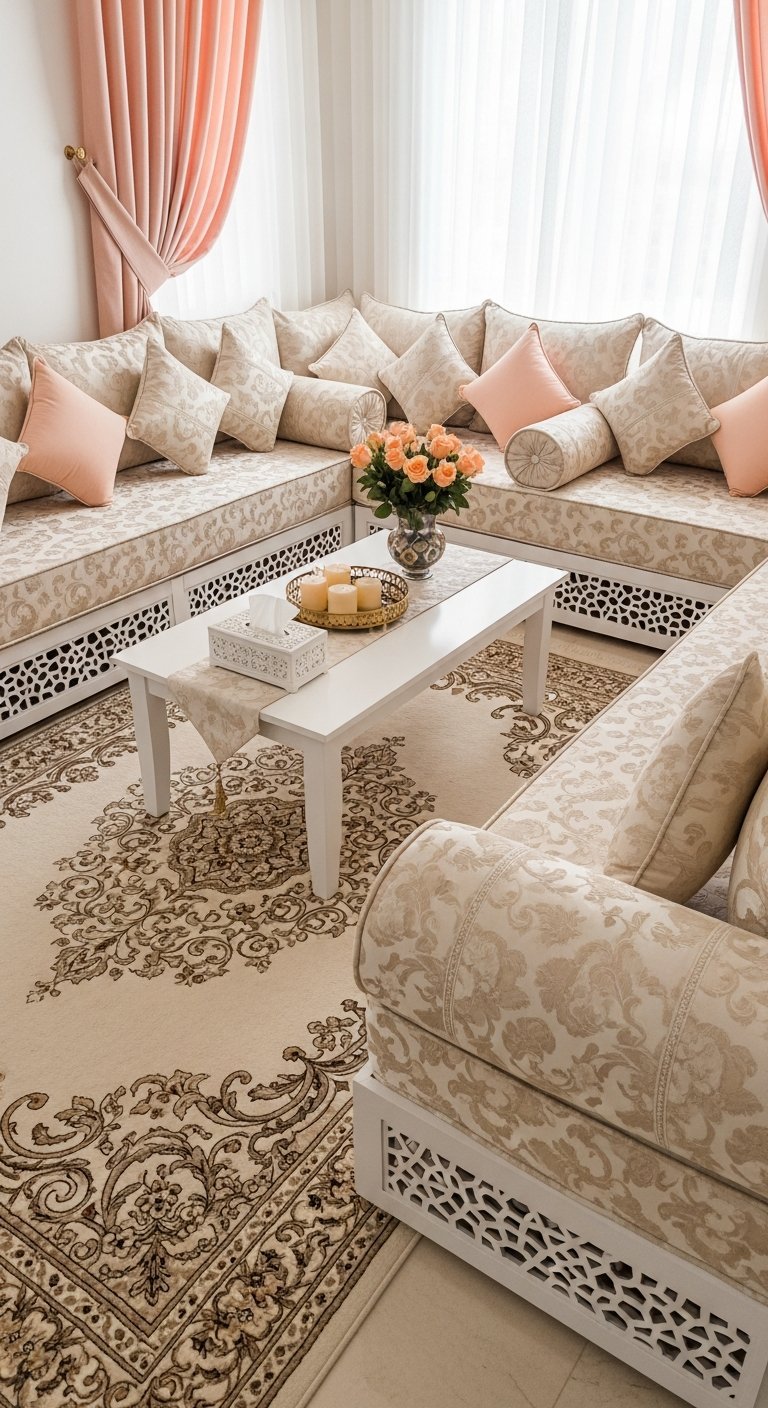 salon algerien rose poudre romantique