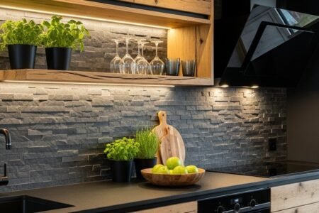 cuisine bois et noir minimalisme absolu