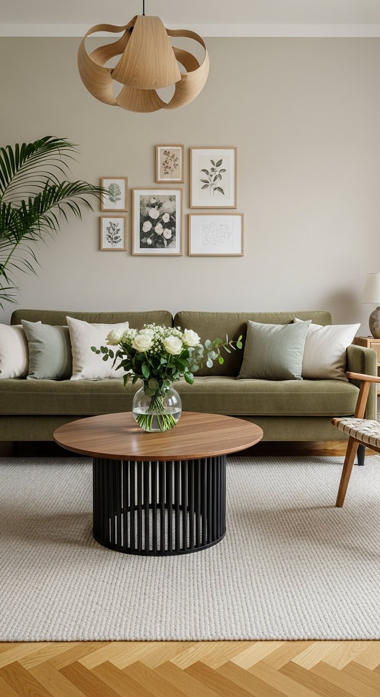 salon scandinave vert mousse