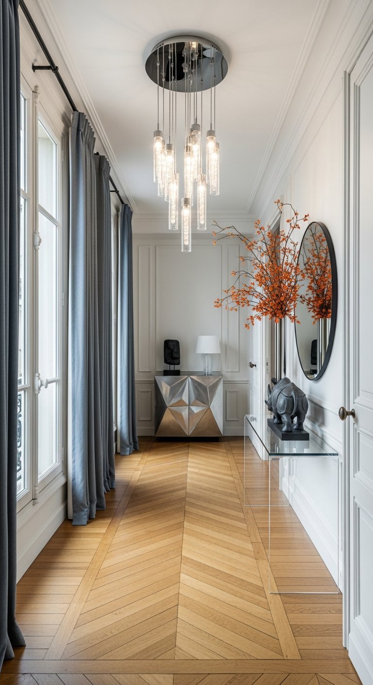 couloir luxe lustre moderne