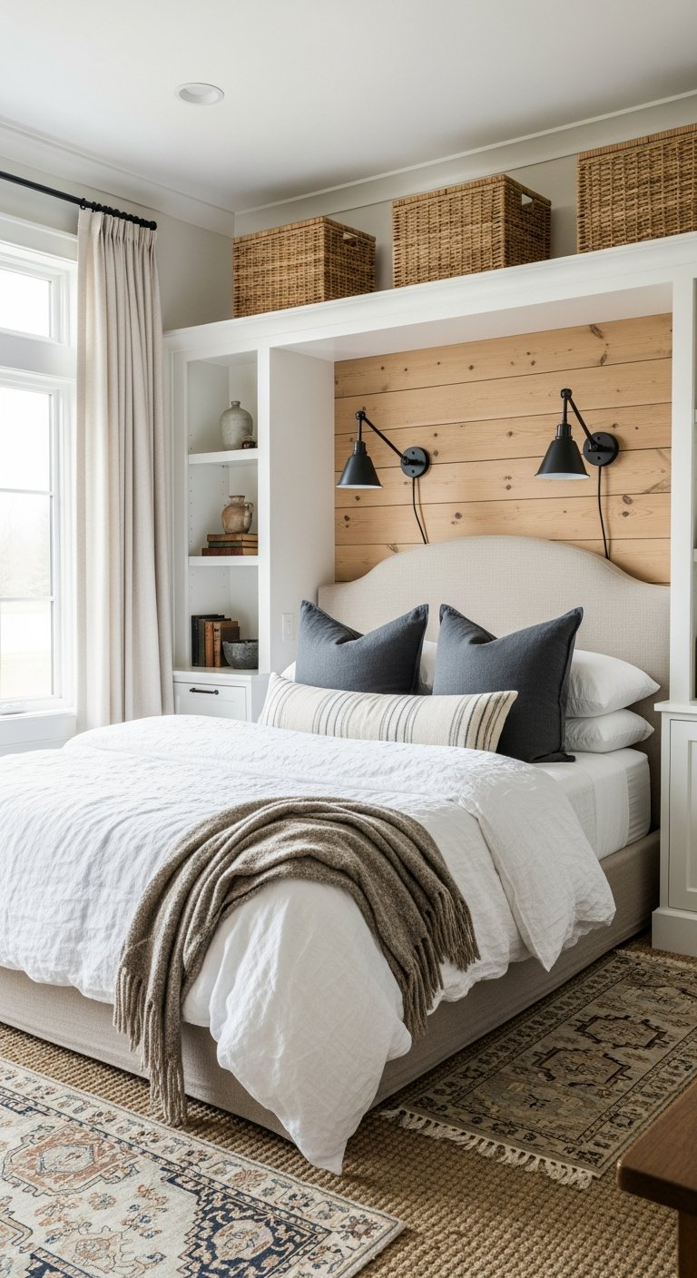 pont de lit rangement bois clair