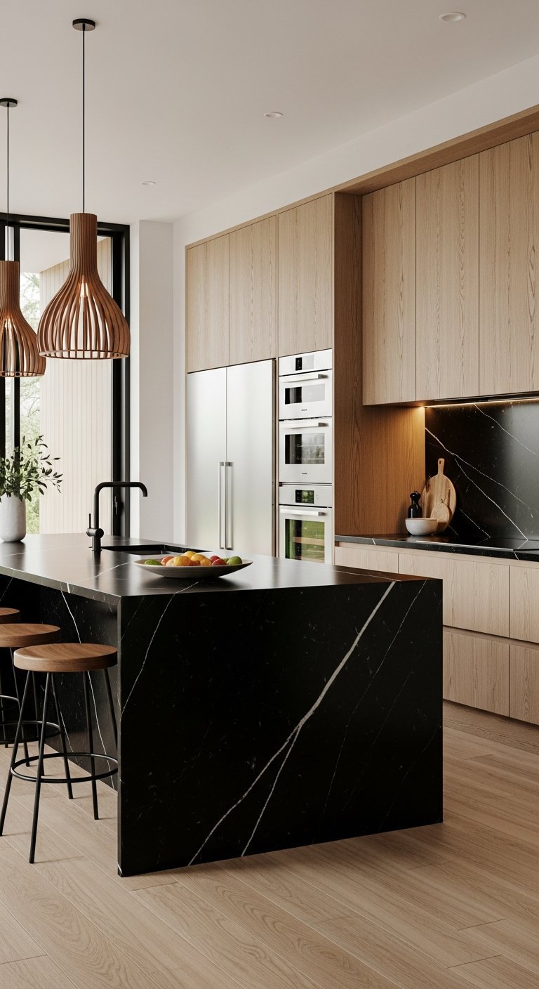 cuisine bois et noir niche decorative