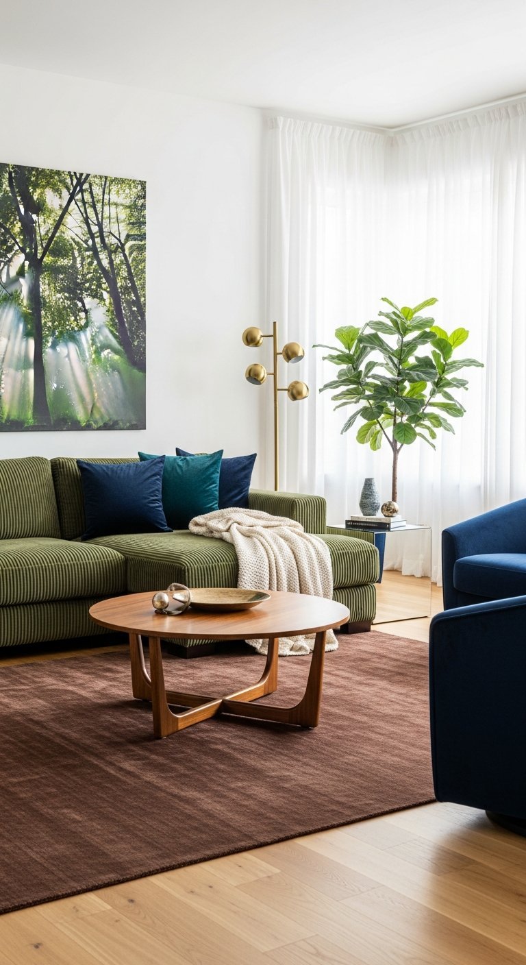 salon foret tapis brun