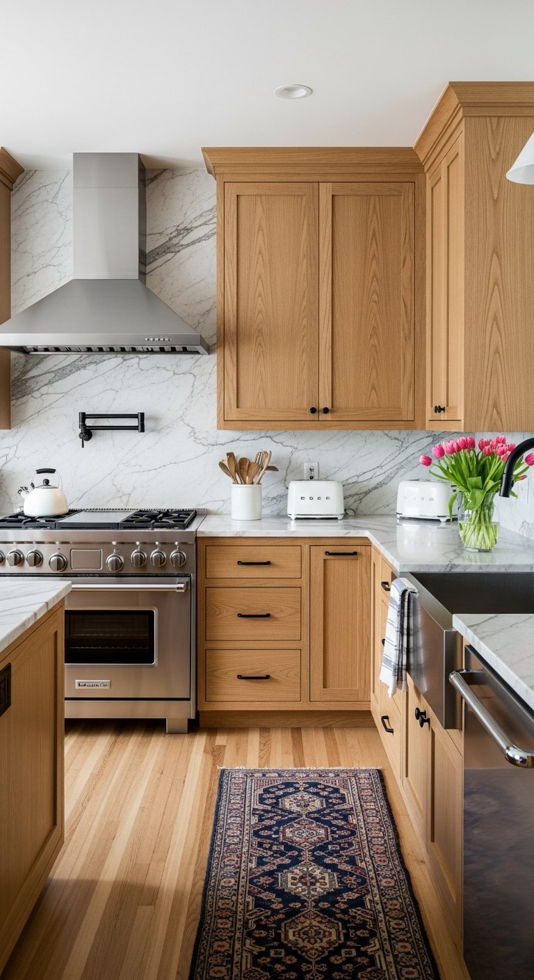 cuisine bois chene marbre veine