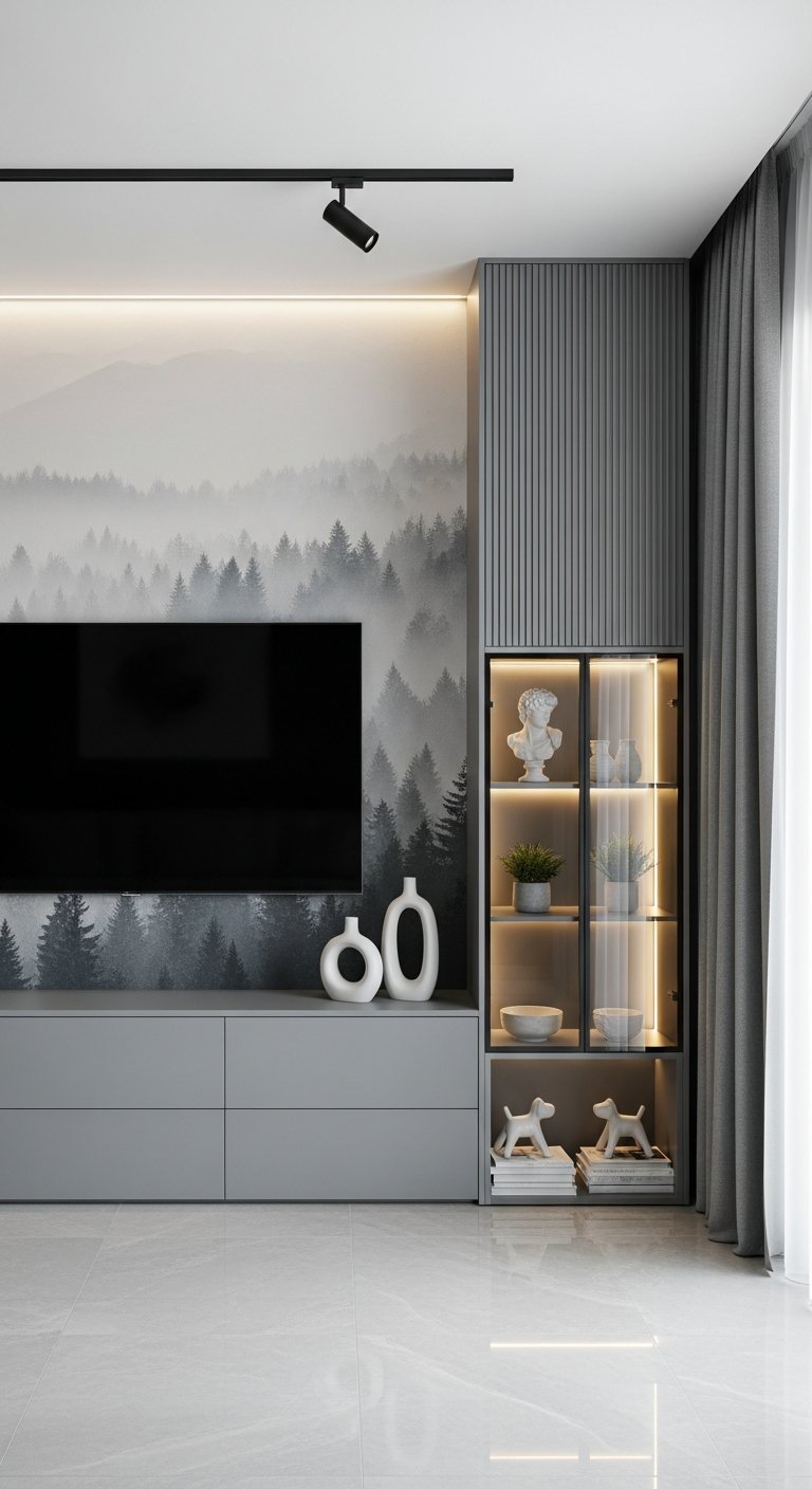 paysage brumeux mural