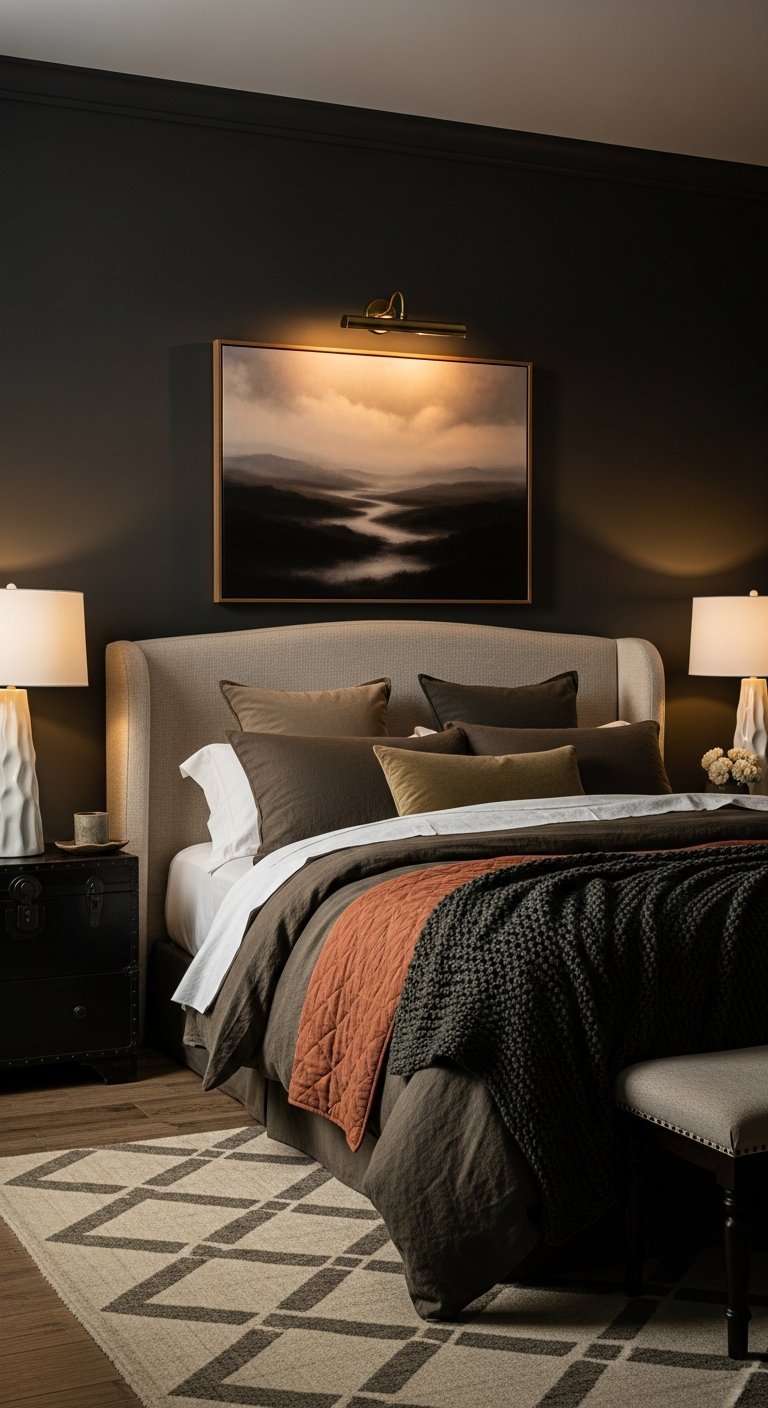 cadre art mur sombre chambre chic