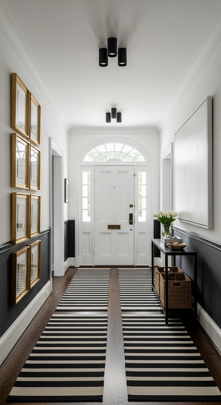 tapis rayures couloir sombre