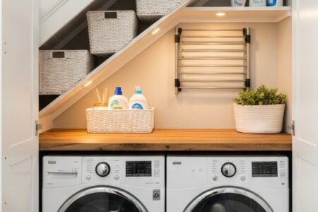 amenagement buanderie sous escalier