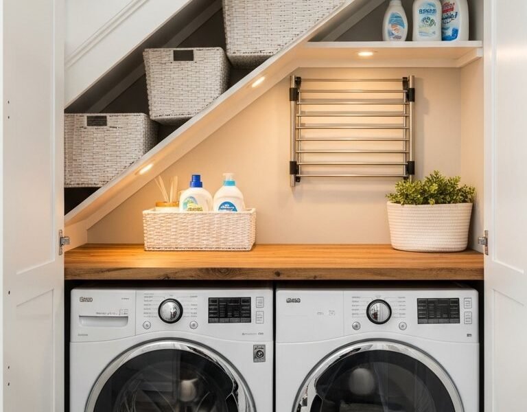 amenagement buanderie sous escalier