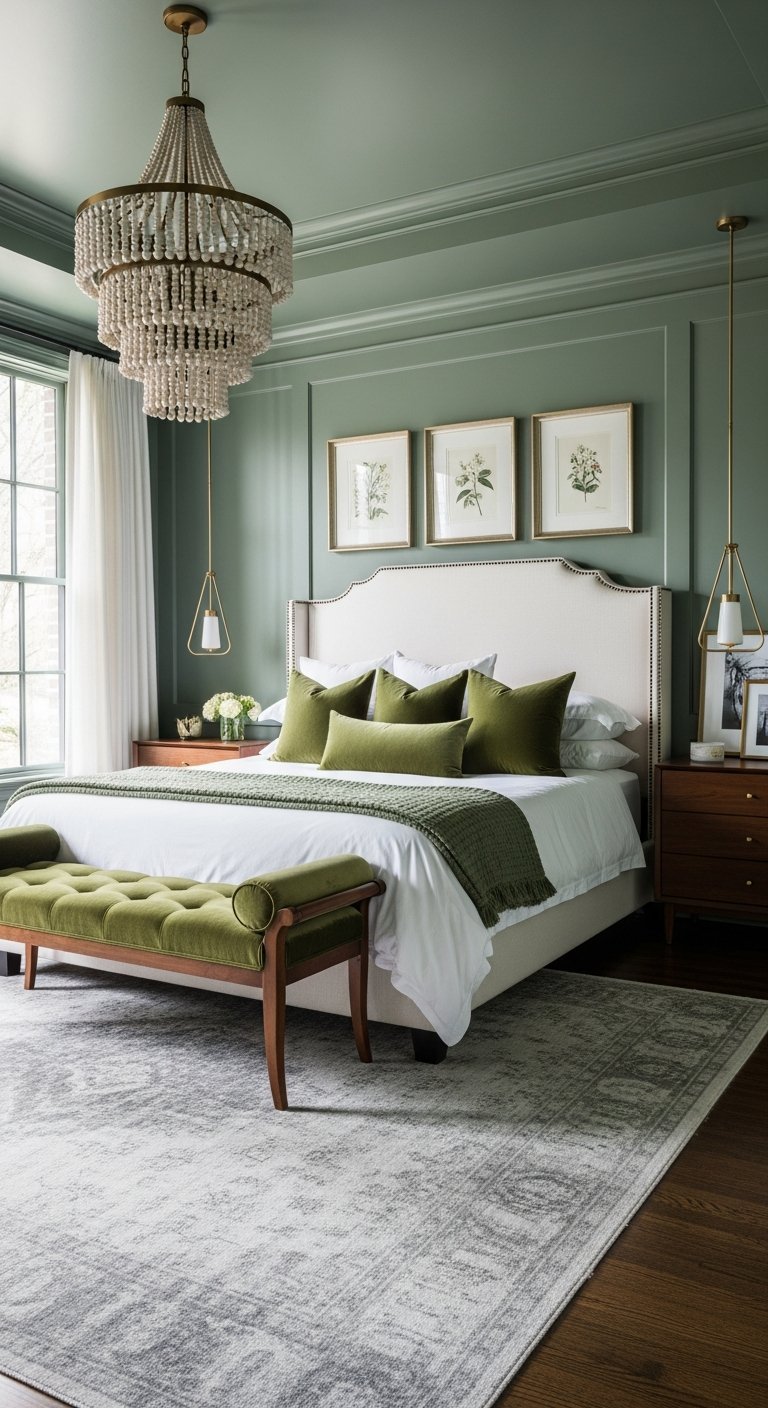 chambre classique chic vert gris