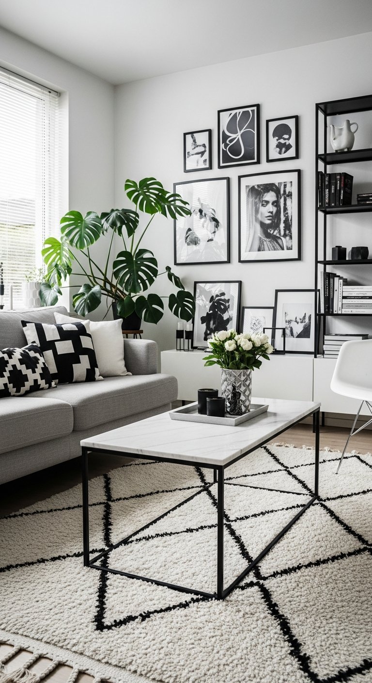 mur cadres noir et blanc