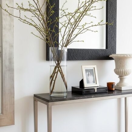 console fine miroir carre