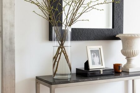 console fine miroir carre