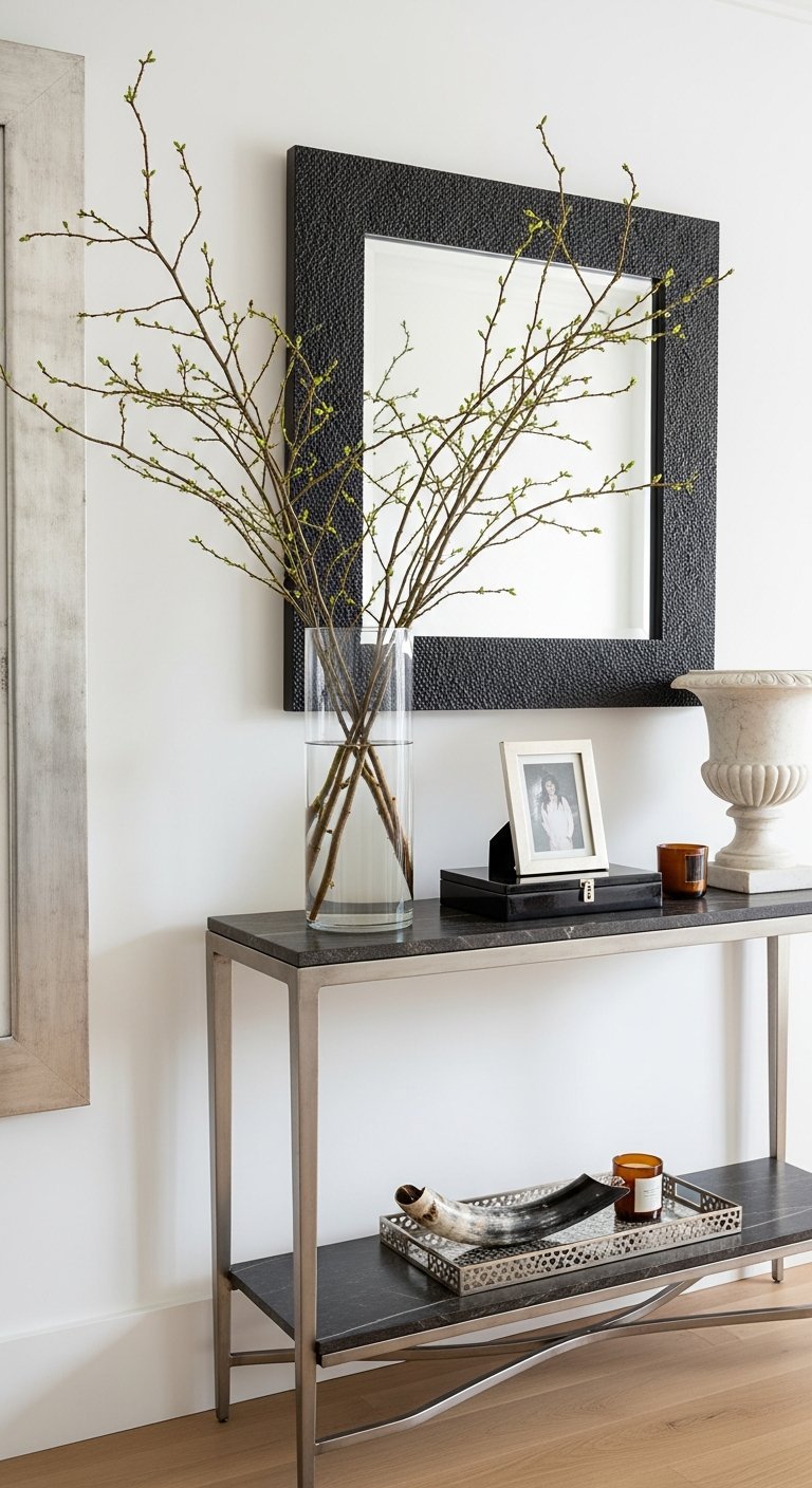 console fine miroir carre