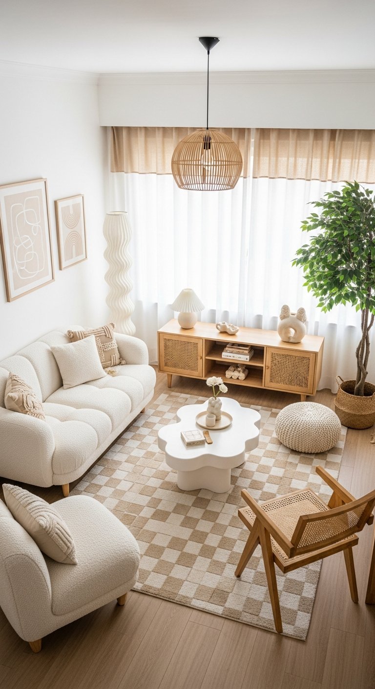 canape boucle blanc salon