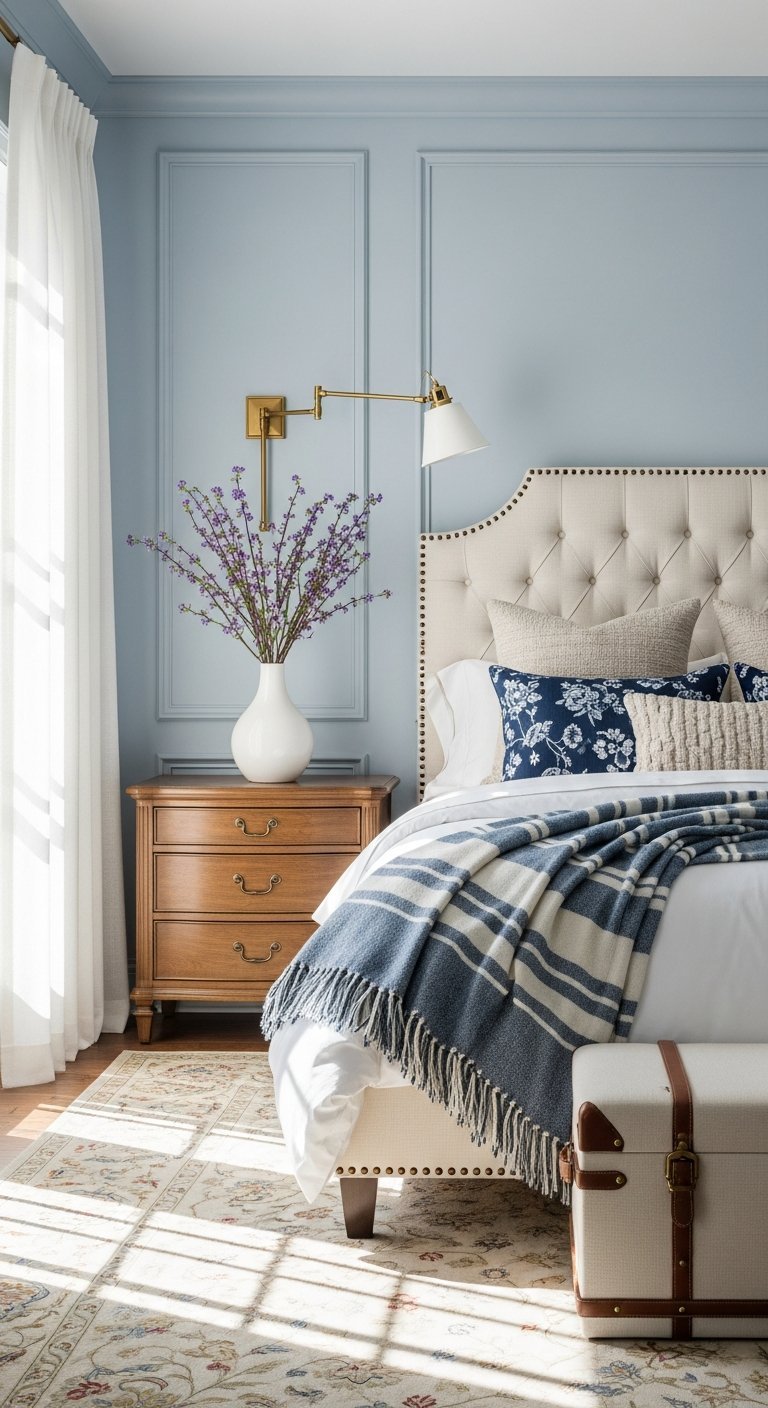 chambre bleu doux style classique