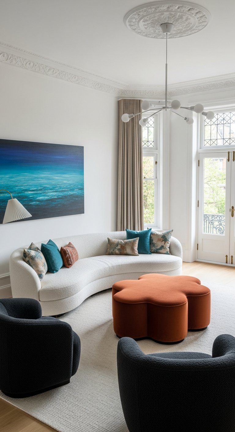 salon courbes organiques blanc