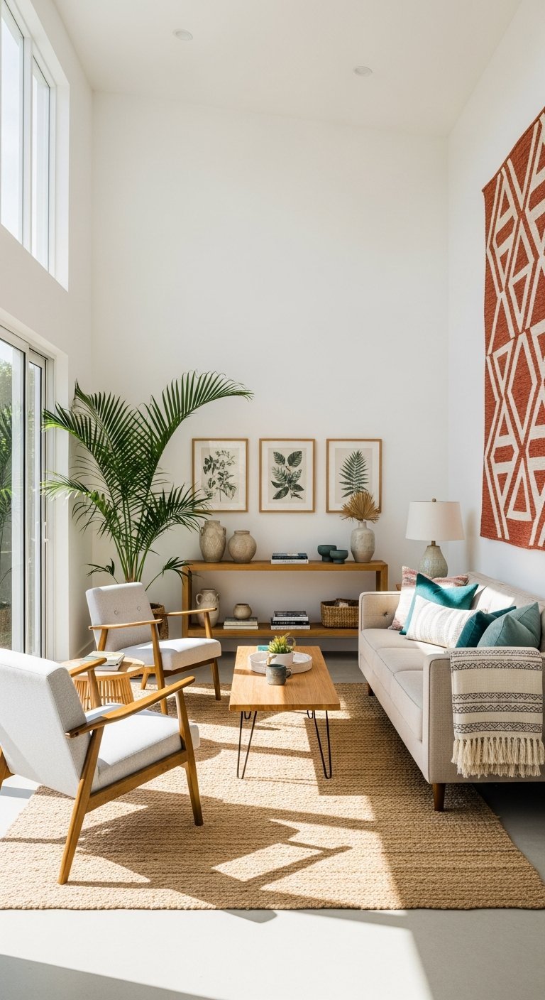 tapisserie murale geometrique rouge