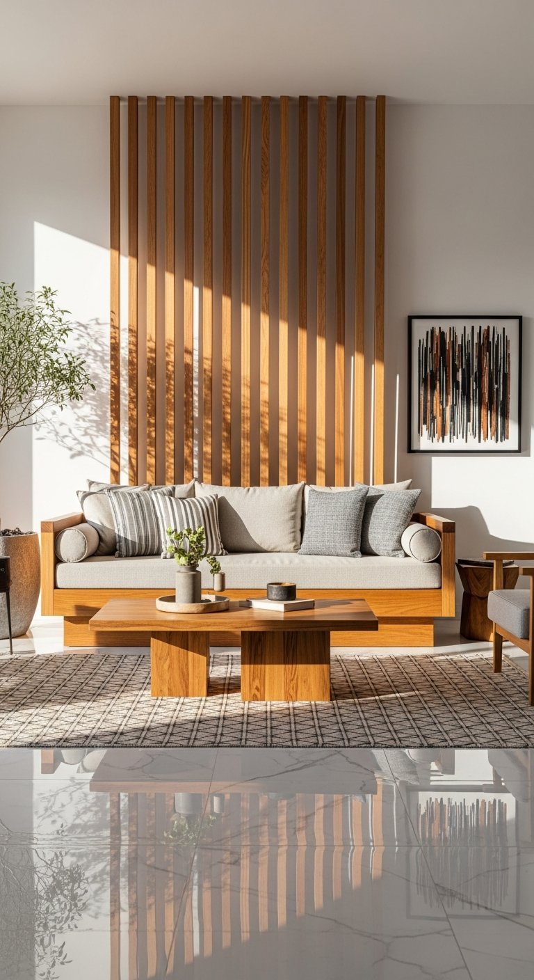 salon zen bois lattes