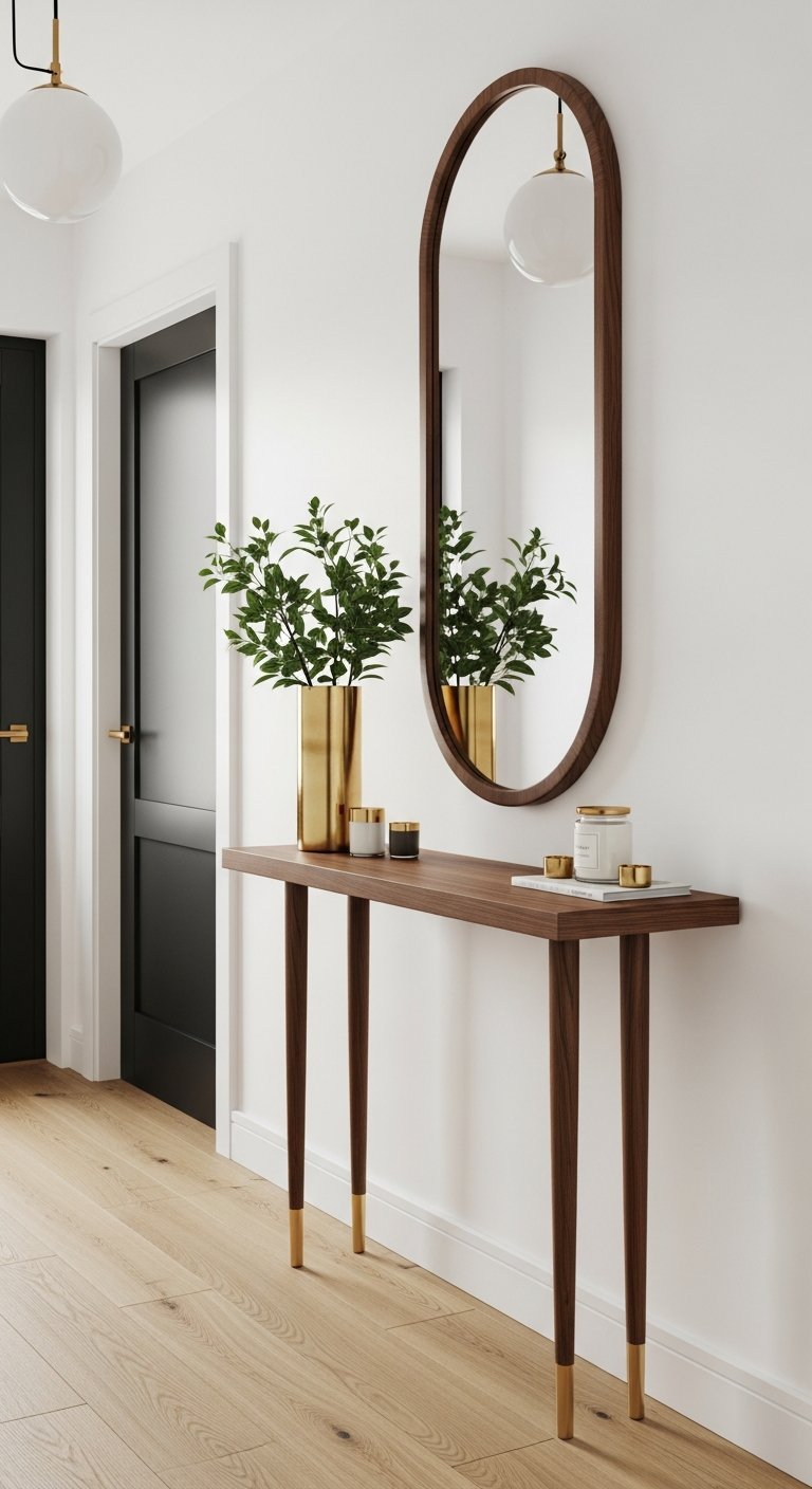 console bois miroir ovale