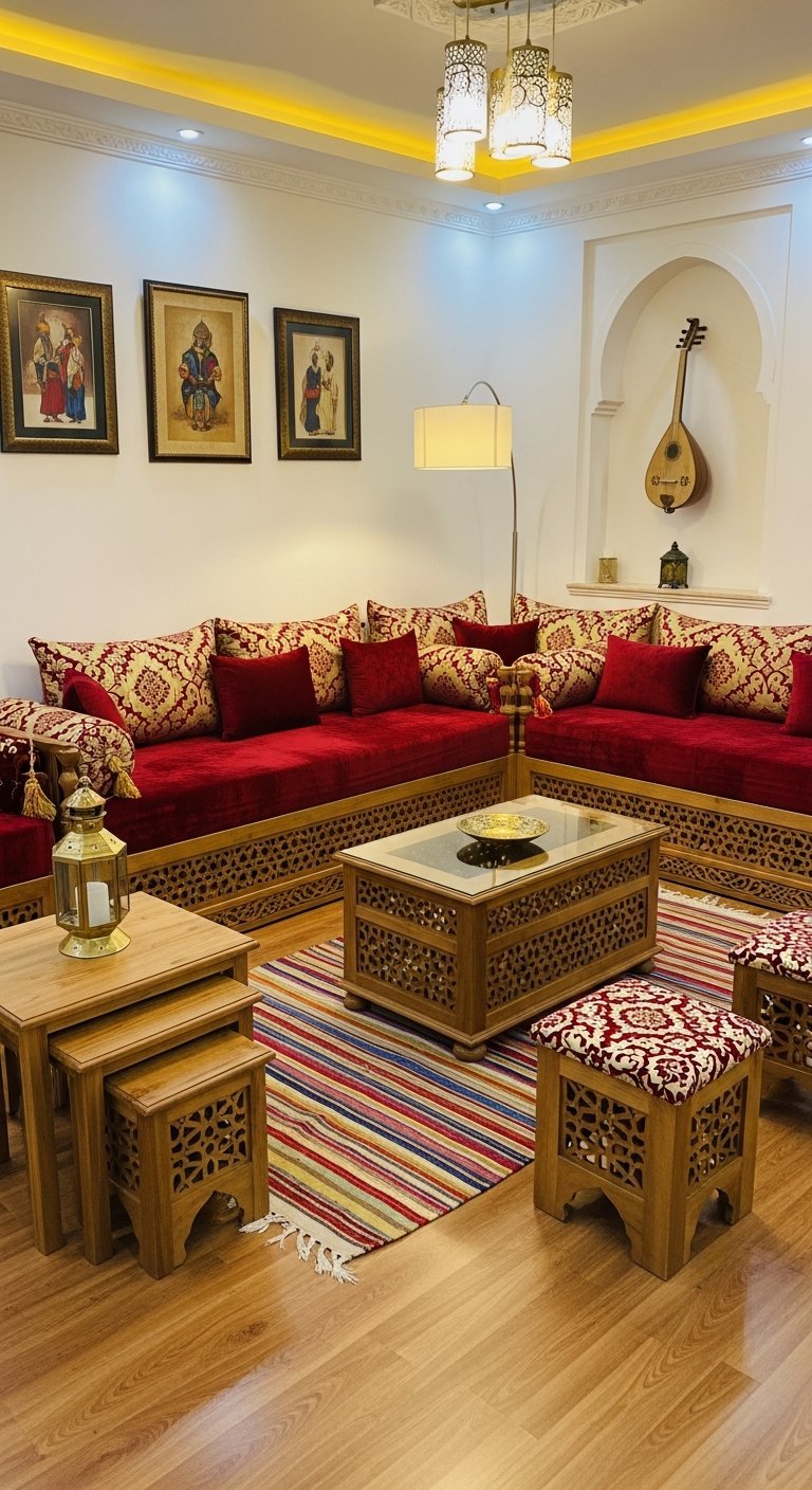 salon algerien rouge instrument oud