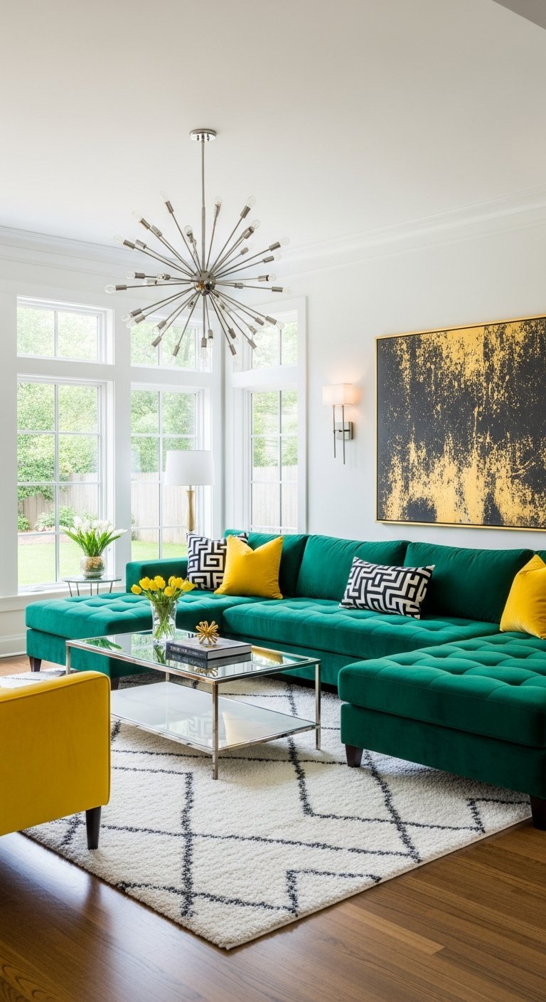 salon vert jaune art dore