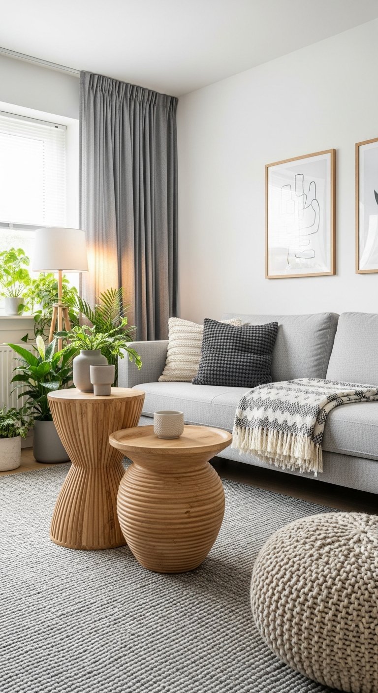 tables basses bois sculptural