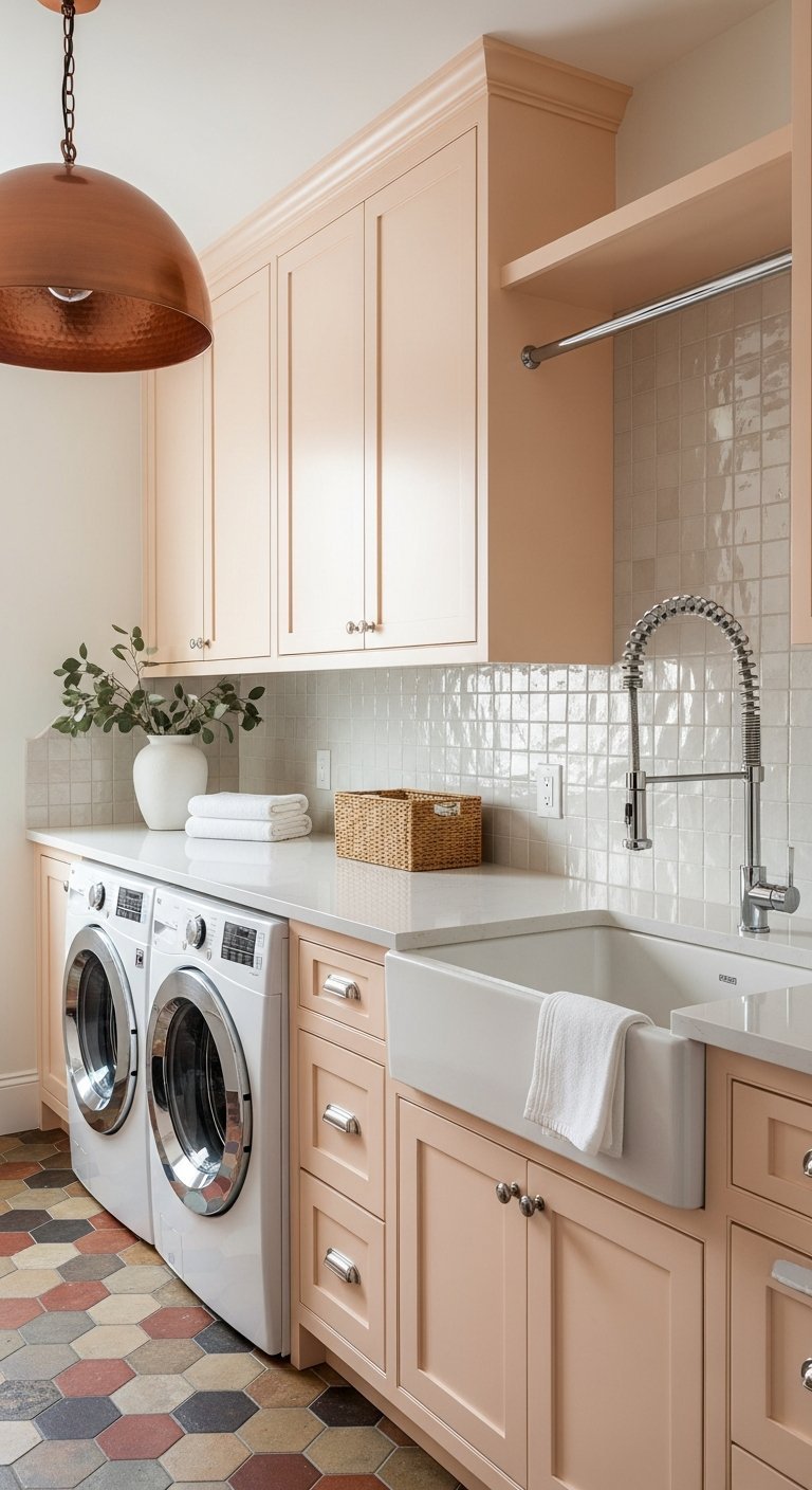 buanderie vintage cuivre tomette