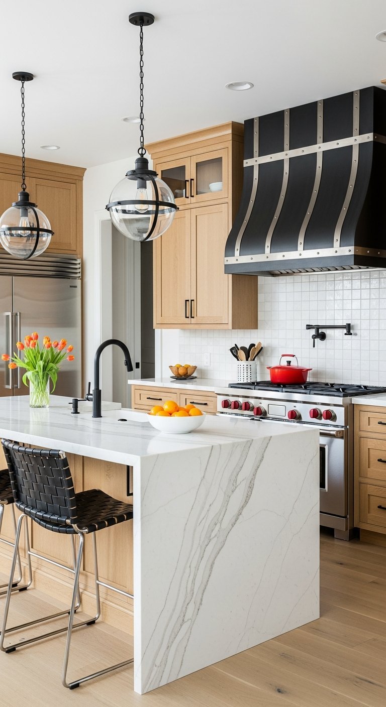 cuisine bois clair credence carreaux blancs