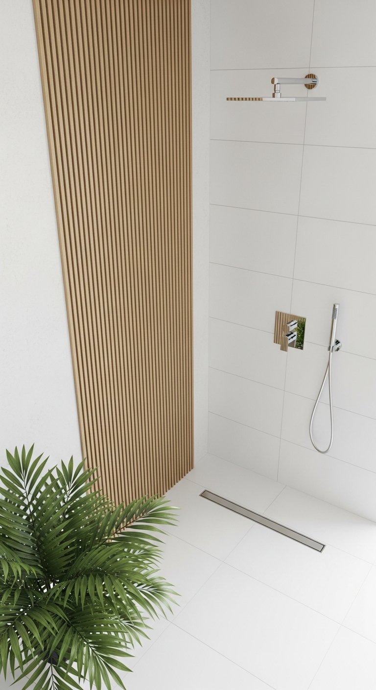 douche italienne mur bois