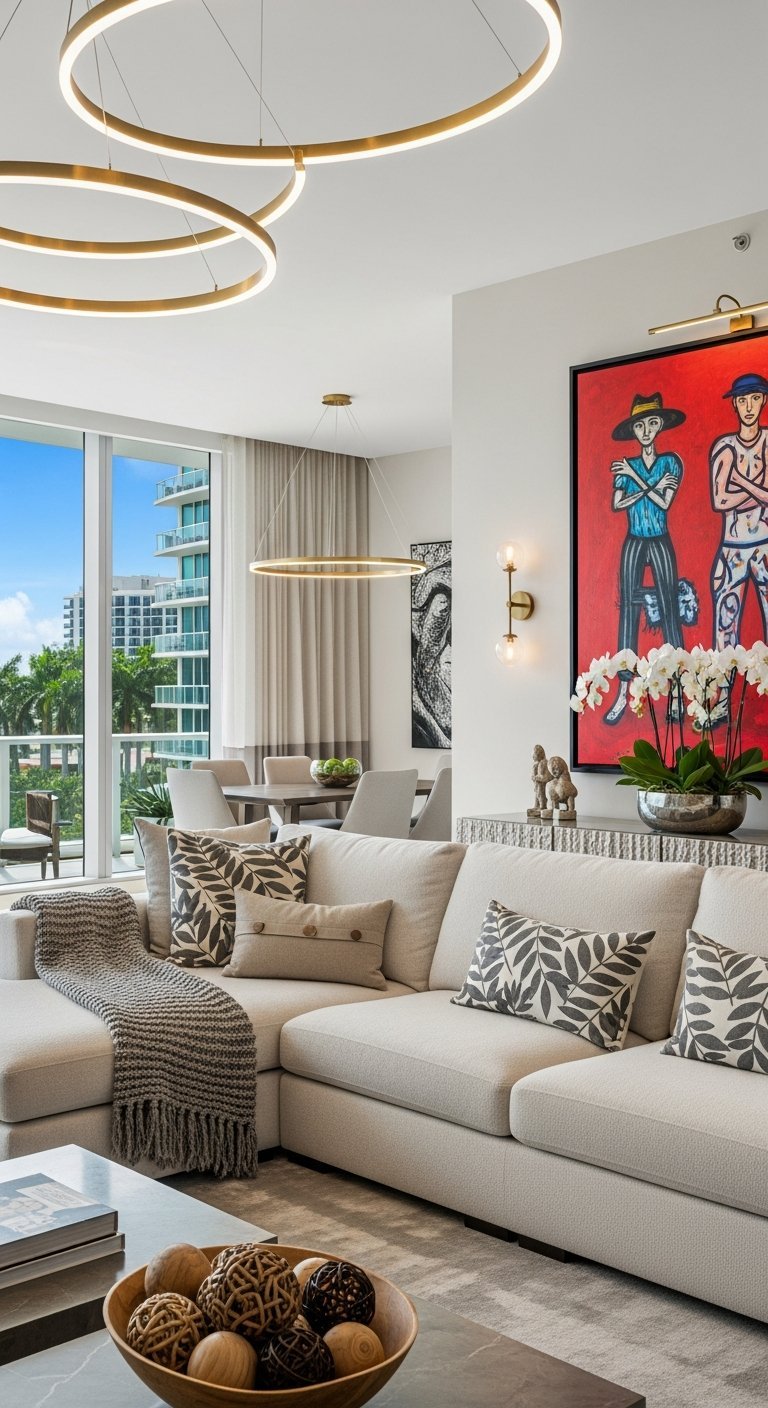 grand salon lustres anneaux