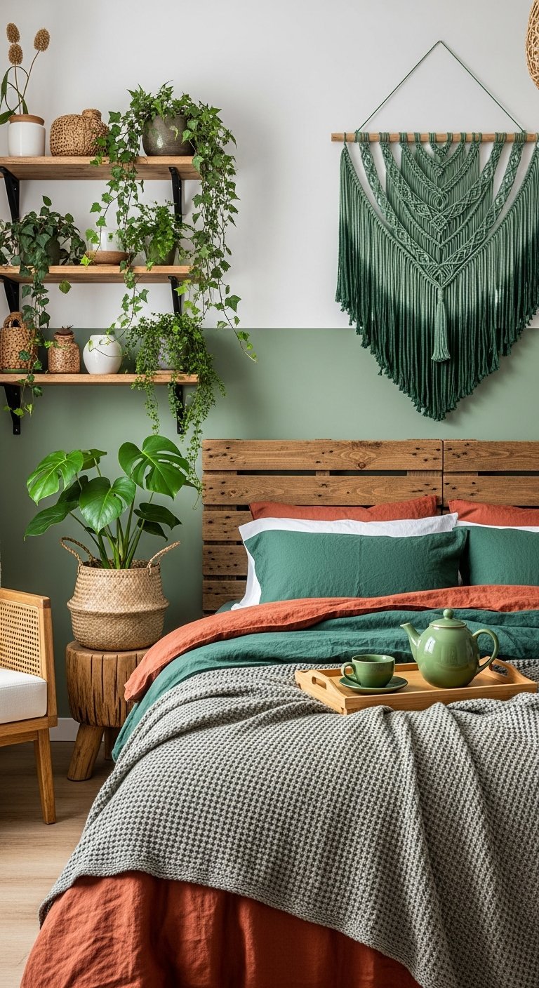 deco boheme plantes lit palette