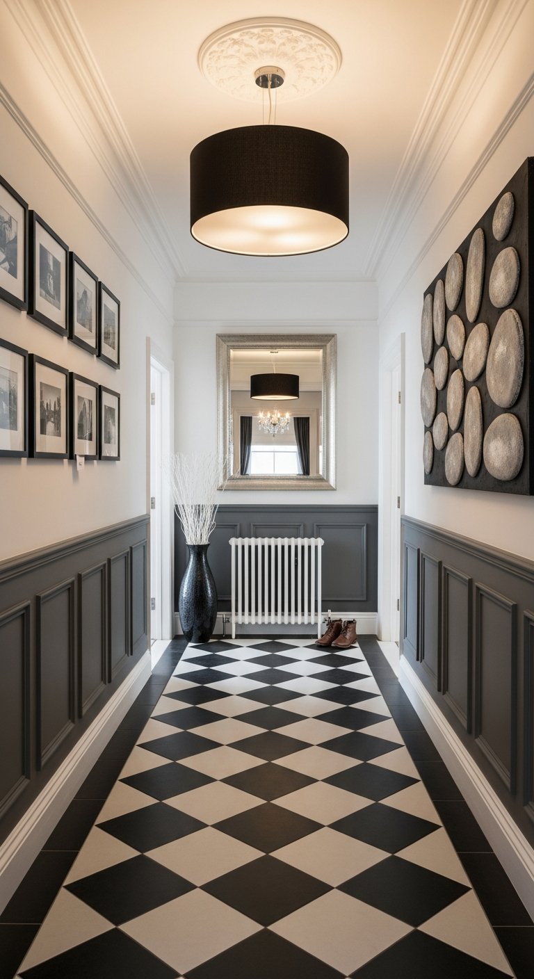 sol damier noir blanc