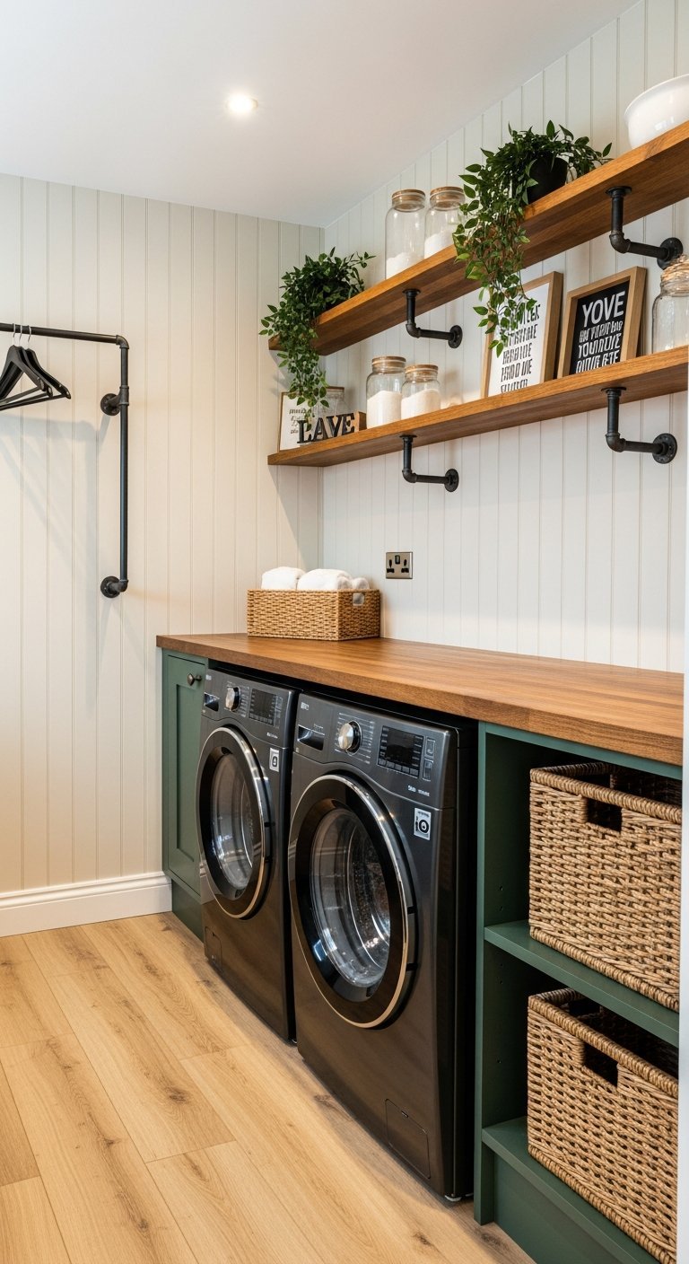 buanderie industrielle vert tuyauterie